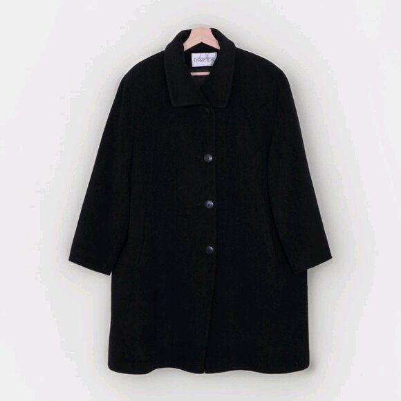 Barrington's Jackets & Blazers - Barringtons Coat Women US 20 Black Wool Angora Cashmere LS Minimalist VTG Preppy